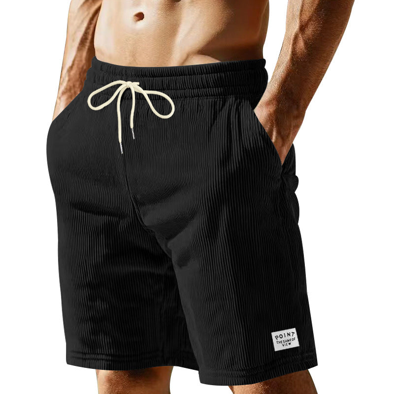 Herren nan knielange Lounge-Shorts im Rippenstrukturjersey mit elastischem Kordelzugbund und aufgesetzten Eingrifftaschen EB