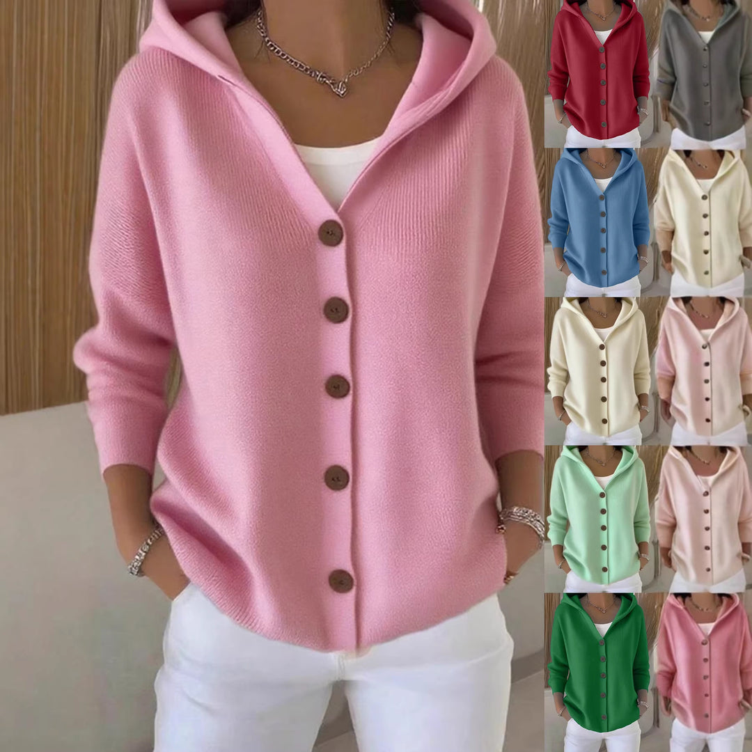 Damen nan Kapuzen-Cardigan mit Knopfleiste und lässiger Oversize-Passform EB