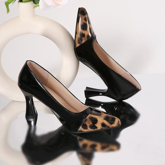 Damen elegante Stiletto-Pumps mit Leopardenmuster EB