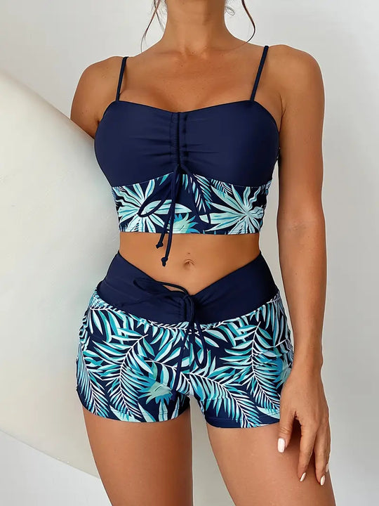 Damen Sportliches Bikini-Top mit Shorts EB