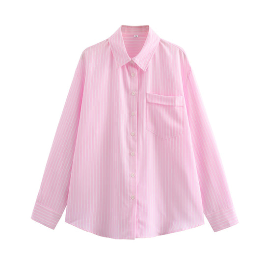 Damen nan lockere Oversize-Hemdbluse mit klassischem Kragen, durchgehender Knopfleiste und abgerundetem Saum EB