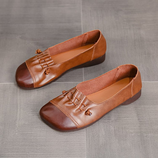 Damen Ballerinas mit modischem Leder-Design und Komfortsohle EB