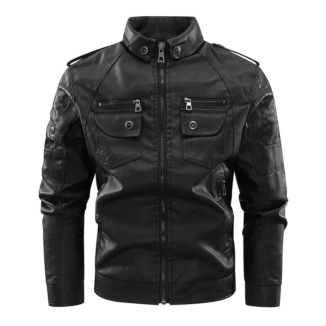 Herren stylische Bikerjacke mit praktischen Taschen und hochgeschlossenem Kragen EB