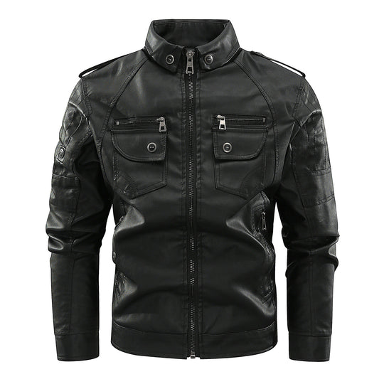 Herren stylische Bikerjacke mit praktischen Taschen und hochgeschlossenem Kragen EB