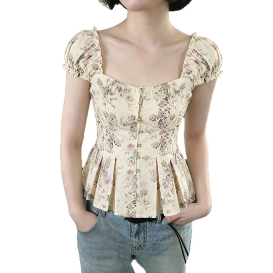 Damenbluse mit floralem Design und Rüschenärmeln EB