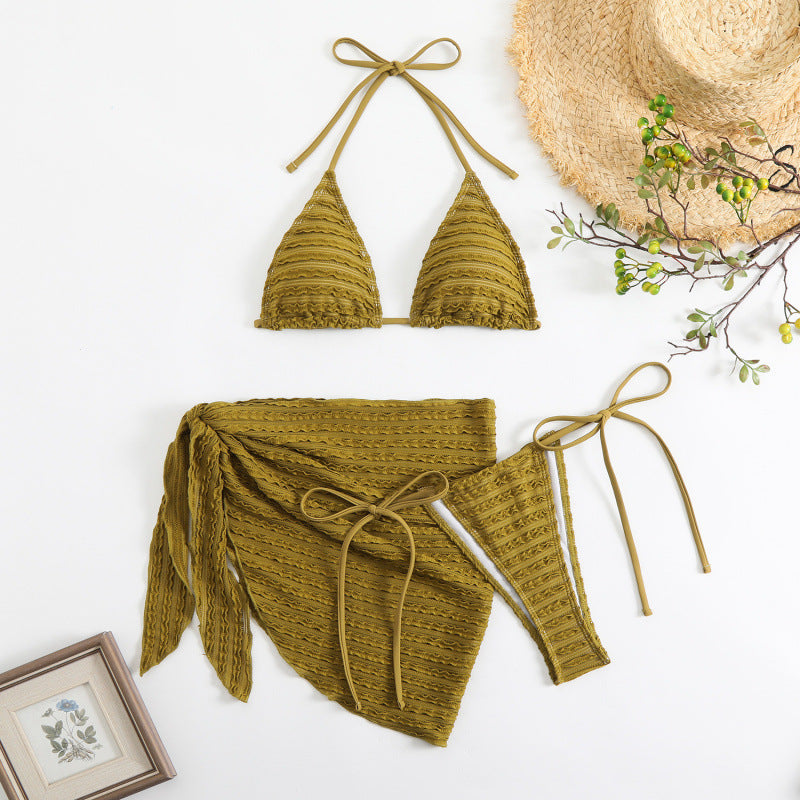 Damen Triangel-Bikini mit rüschendetails und modischer Wickelrock-Optik EB