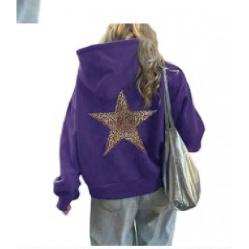 Damen Kapuzenpullover mit glitzerndem Sternmotiv EB