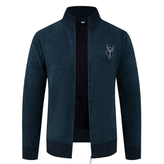 Herren Strickjacke mit hohem Kragen und praktischen Reißverschlusstaschen EB