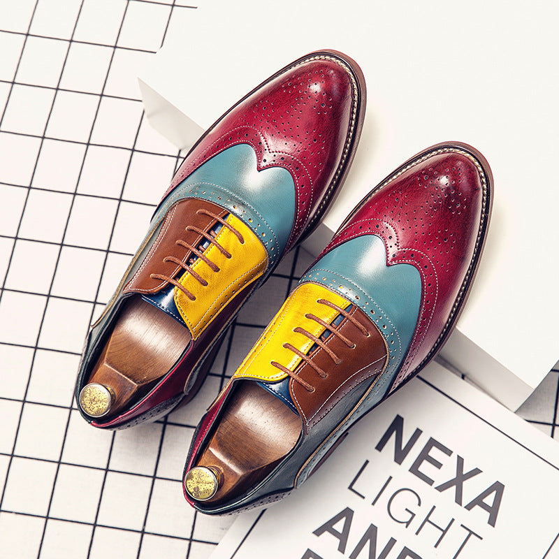 Herren handgefertigte Brogue-Lederschuhe mit mehrfarbiger Patina und perforierten Details EB