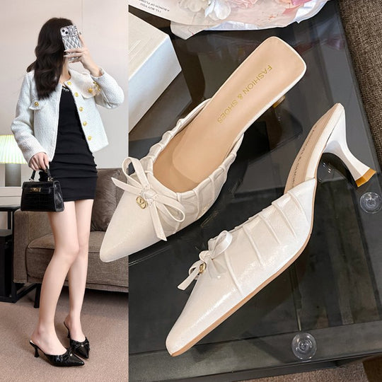 Damen elegante Slingback-Pumps mit dekorativem Rüschendesign EB