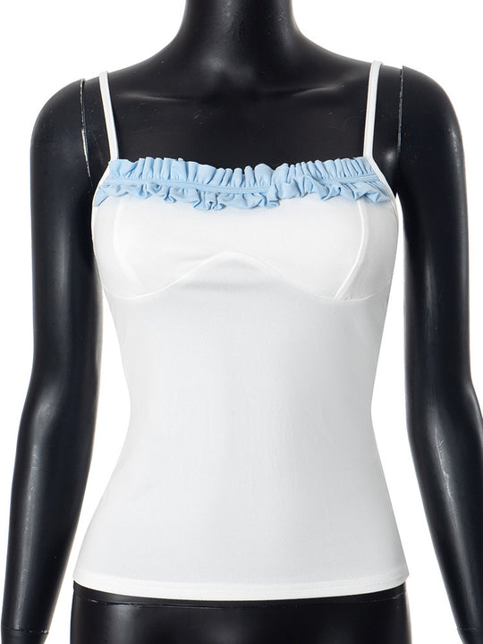 Damen Top mit raffiniertem Rüschensaum und verstellbaren Trägern EB