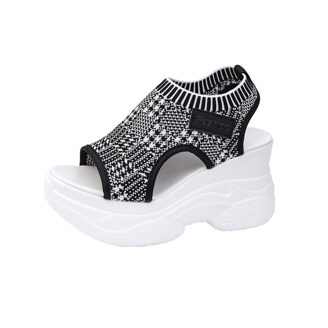 Damen Plateausandalen mit elastischem Oberschuh und modernem Design EB
