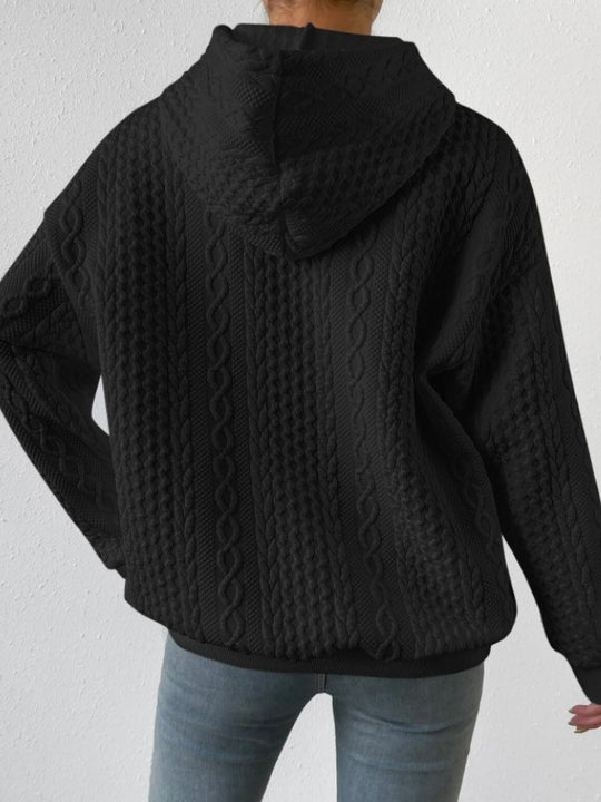 Damen Kapuzenpullover mit Kordelzug und strukturiertem Muster EB