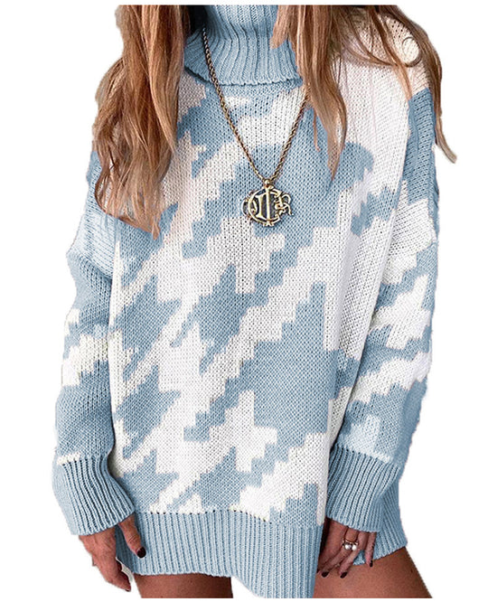 Damen Grobstrickpullover mit modernem Chevron-Muster EB