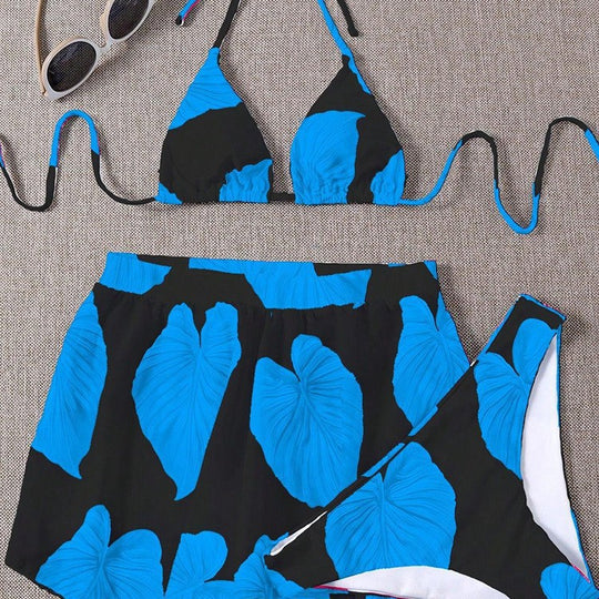 Damen Triangel-Bikini mit farblich abgestimmtem Rock EB