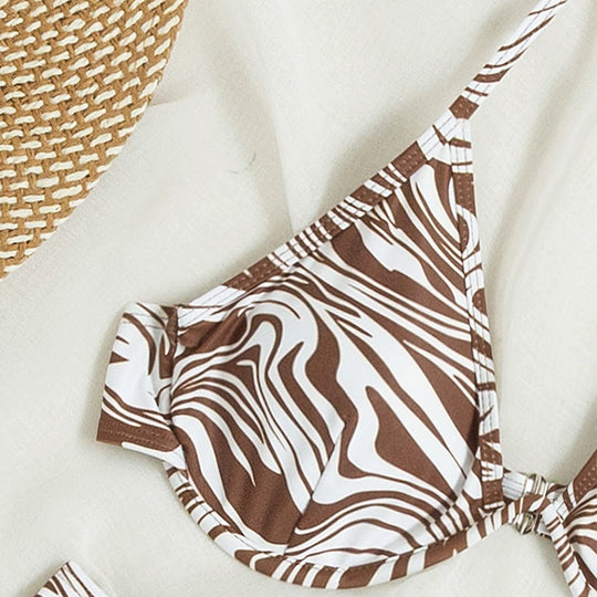 Damen Triangel-Bikini mit stylischem Zebradesign und verstellbarem Bindesystem EB