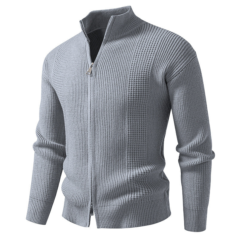 Herren Strickjacke mit hohem Kragen und innovativem Zipper EB