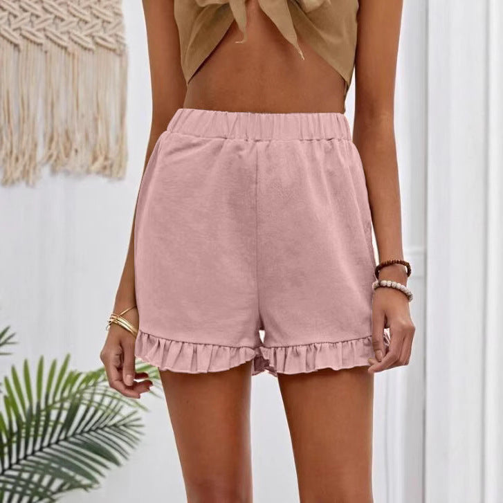 Damen Shorts mit Rüschendetails und Elastischem Bund EB