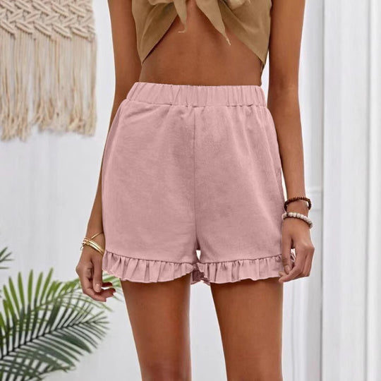 Damen Shorts mit Rüschendetails und Elastischem Bund EB