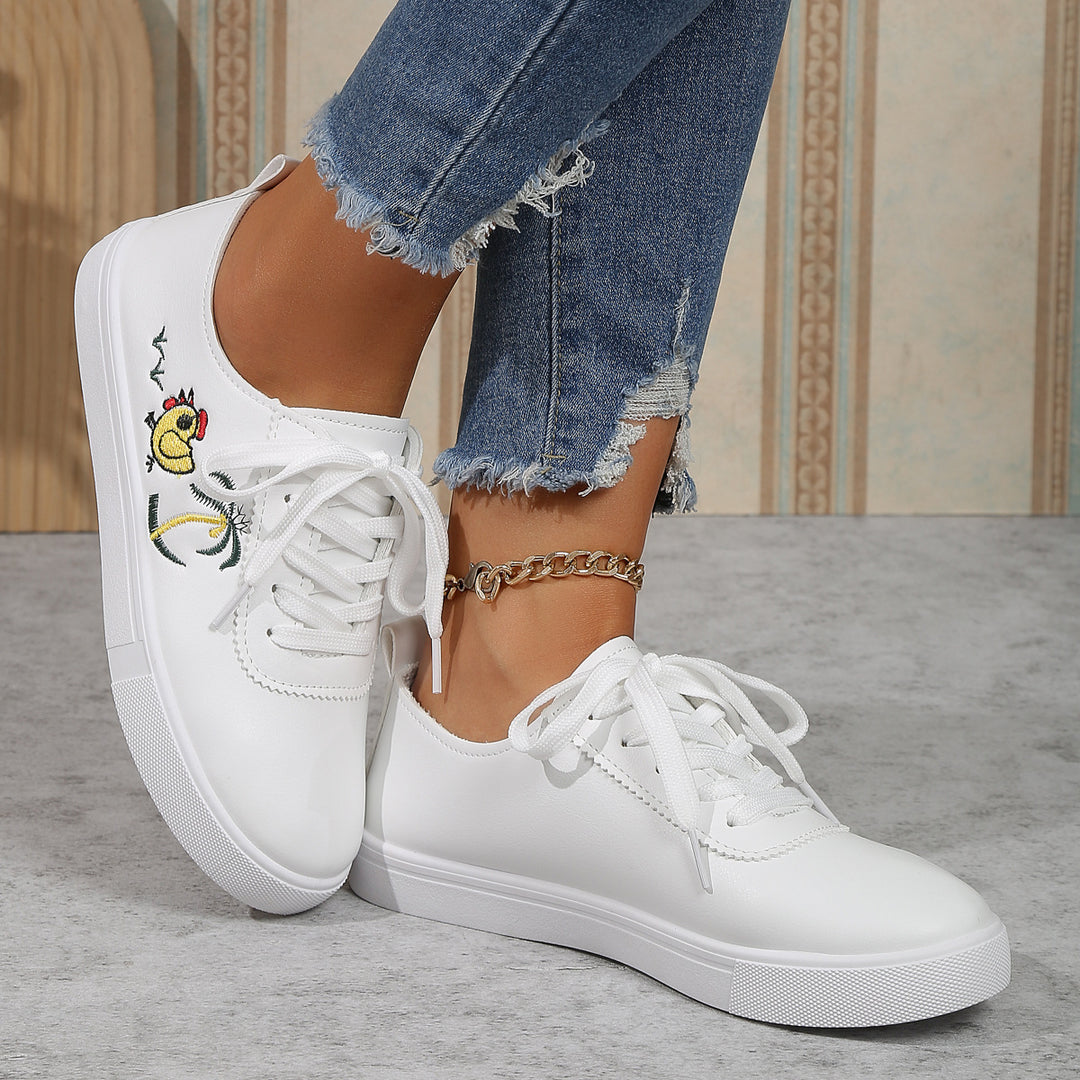 Damen Sneaker mit verspieltem Stickmuster und bequemer Sohle EB