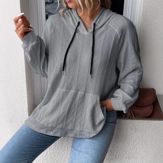 Damen halsferne Kapuzenpullover mit strukturiertem Design EB