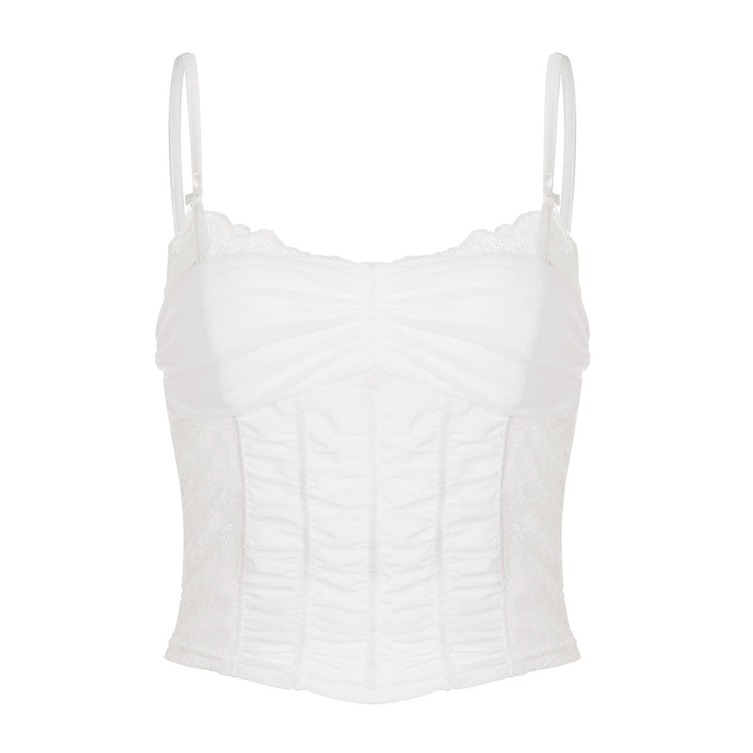 Damen Spitzen-Corsage-Oberteil mit eleganter Schnürung und figurformendem Design EB