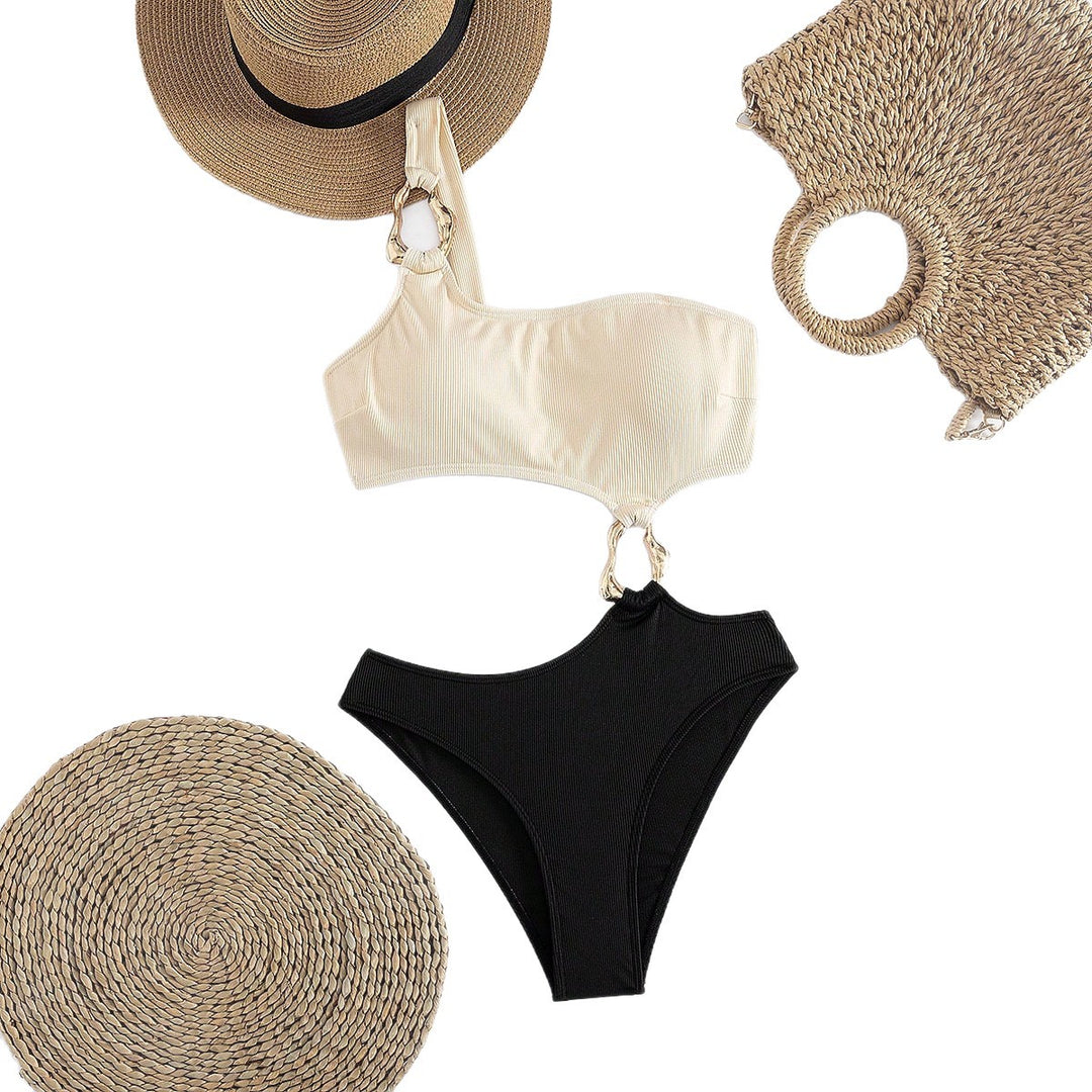 Damen Einseitiger Bikini mit modischem Ringdetail EB