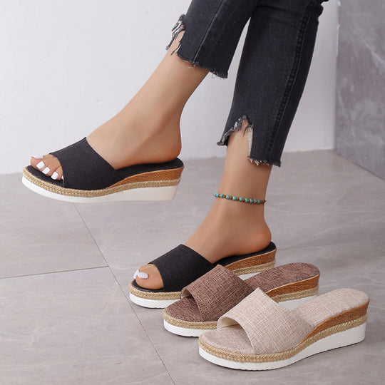 Damen Wedgesandalen mit eleganter Jute-Details EB