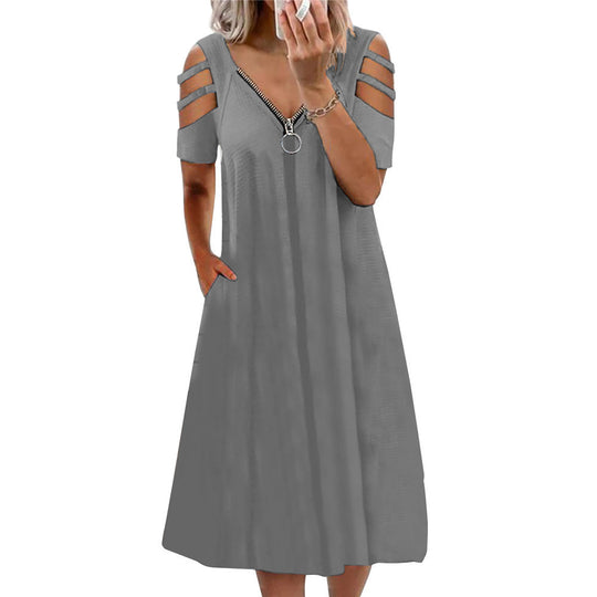 Damen Kleid mit offenen Schultern und tiefem V-Ausschnitt EB