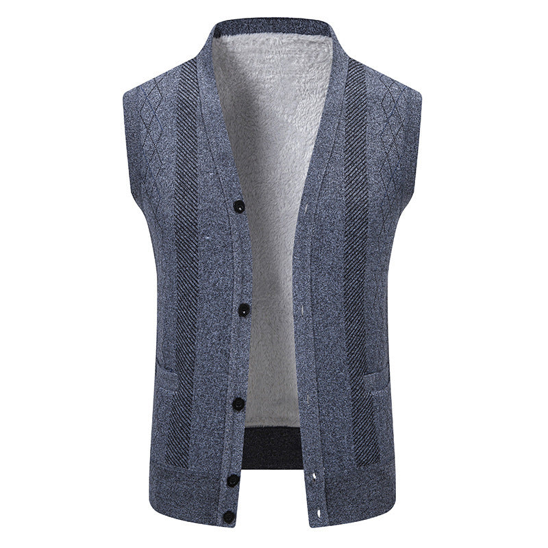 Herren Strickjacke mit klassischem V-Ausschnitt und feinem Zopfmuster EB