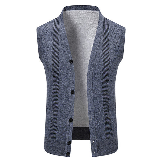 Herren Strickjacke mit klassischem V-Ausschnitt und feinem Zopfmuster EB