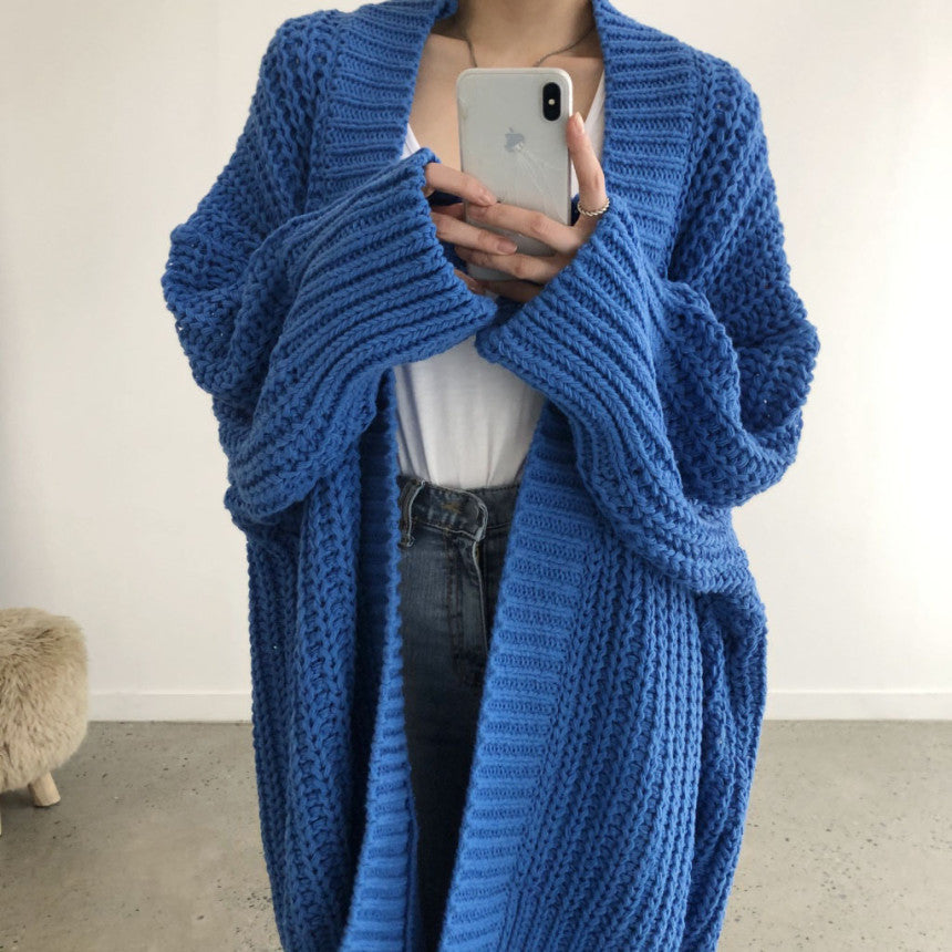 Damen Strickcardigan im lässigen Oversized-Stil mit offener Vorderseite EB