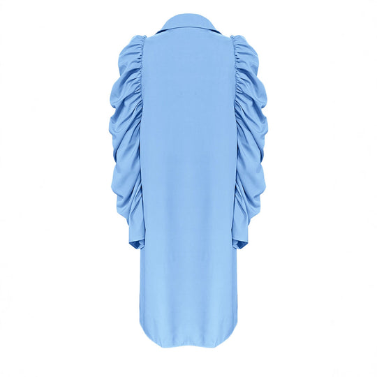 Damen Hemdblusenkleid mit voluminösen Puffärmeln und eleganter Knopfleiste EB