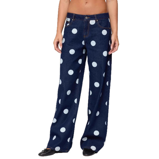 Damen Polka-Dot Denim-Set mit lässiger Schnittführung und angesagten Details EB