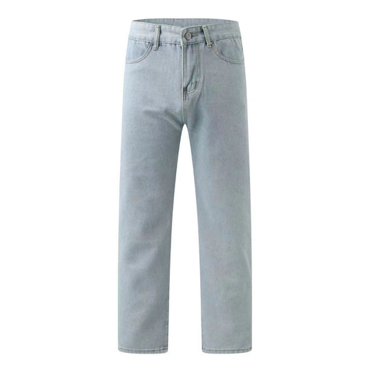 Damen gerade geschnittene Jeanshose mit hohem Bund und klassischen Details EB