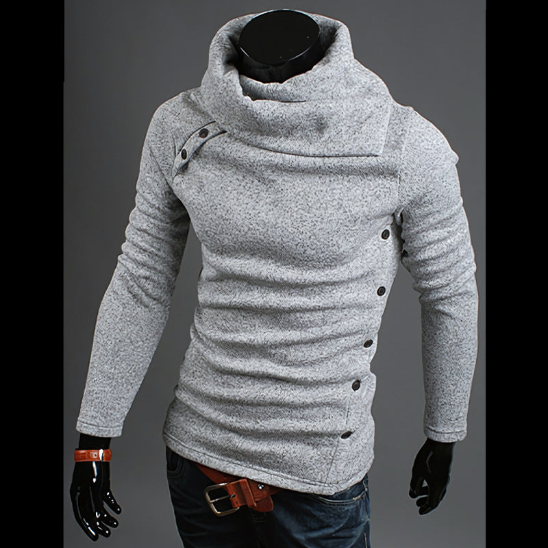 Herren nan Strickpullover mit großem Schalkragen, asymmetrischer Knopfleiste und schmaler Silhouette EB