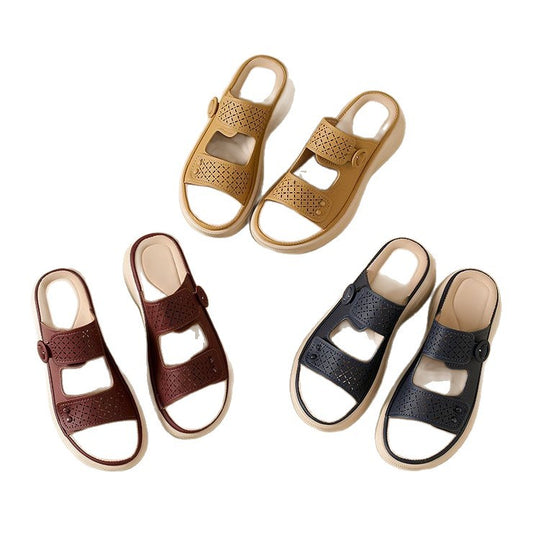 Damen Bequeme und modische Riemensandalen mit perforierten Details EB