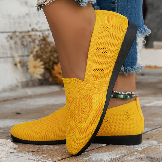 Damen Atmungsaktive Slip-On Sneakers mit flexiblem Strickdesign EB