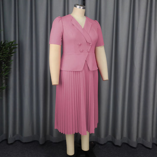 Damen elegantes Blazer-Kleid mit plissiertem Rock EB