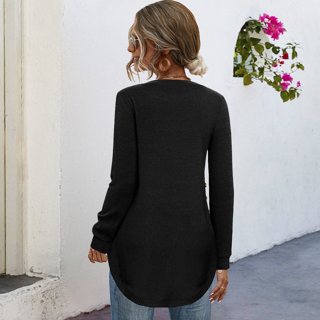 Damen Langarmshirt mit Knopfdetails und asymmetrischem Schnitt EB
