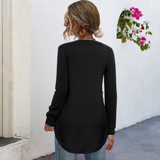 Damen Langarmshirt mit Knopfdetails und asymmetrischem Schnitt EB