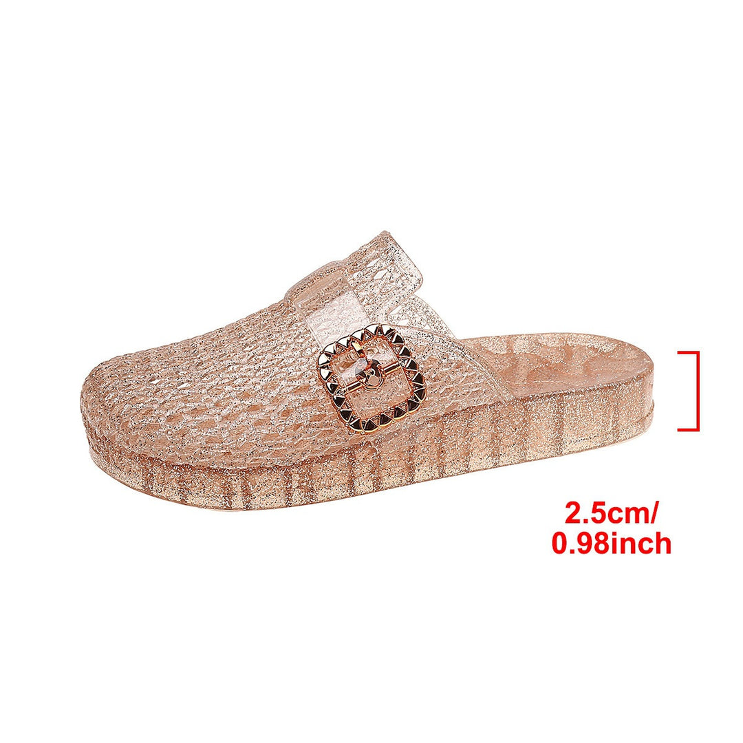 Damen Modische Glitzer-Clogs mit elegantem Schnallen-Design EB