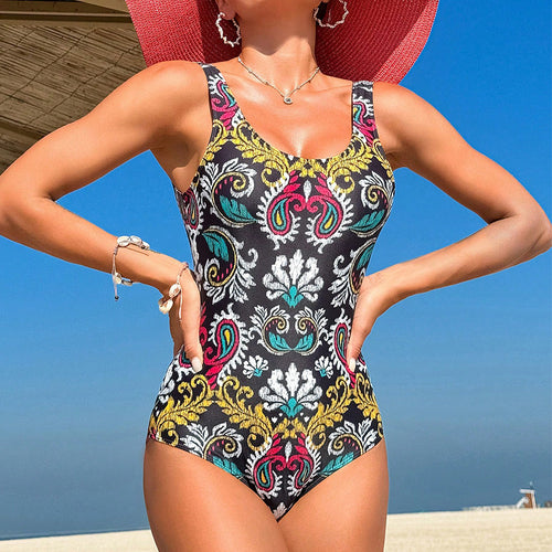 Damen Einteiliger Badeanzug mit floralem Design EB