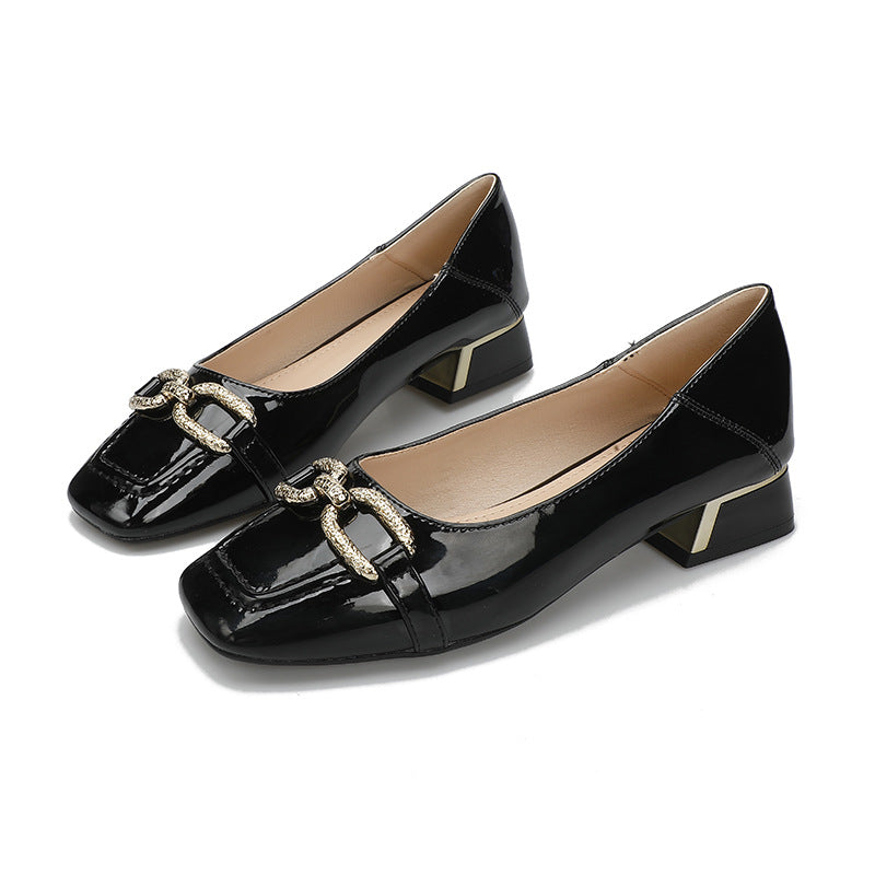 Damen Elegante Blockabsatz Pumps mit detailverzierter Schnalle EB