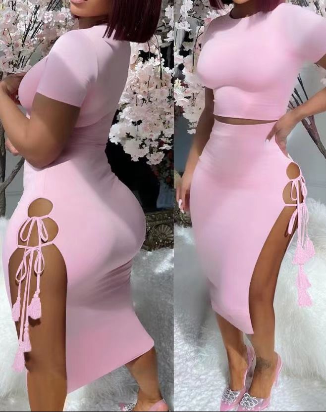 Damen elegantes Midi-Kleid mit verspielten Cut-Outs und dekorativen Fransen EB