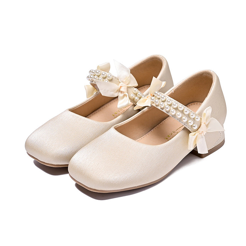 Mädchen Ballerina-Schuhe mit dekorativen Perlen- und Schleifenakzenten EB