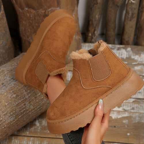 Damen Modische Ankle-Boots mit kuscheligem Futter und rutschfester Sohle EB