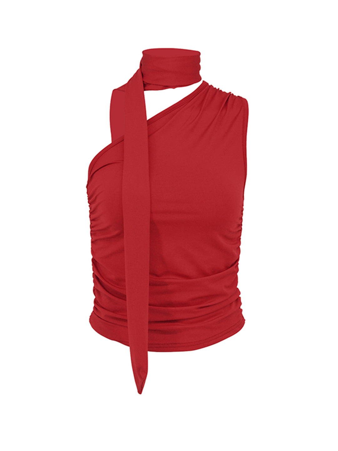 Damen asymmetrisches Top mit bindbaren Schlaufen und Raffung EB
