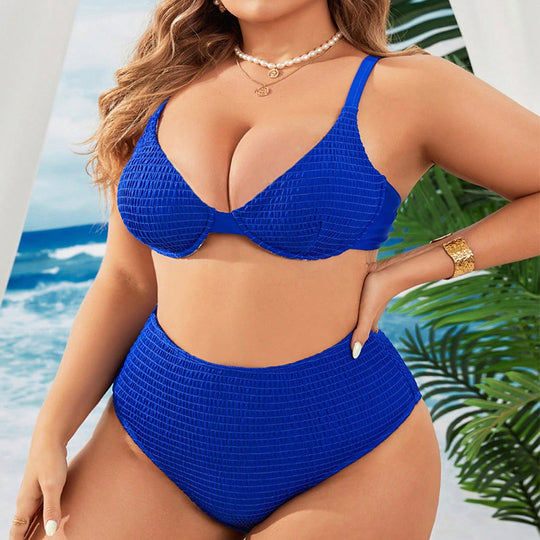Damen Hochtailliertes Bikini-Set mit strukturiertem Oberteil EB