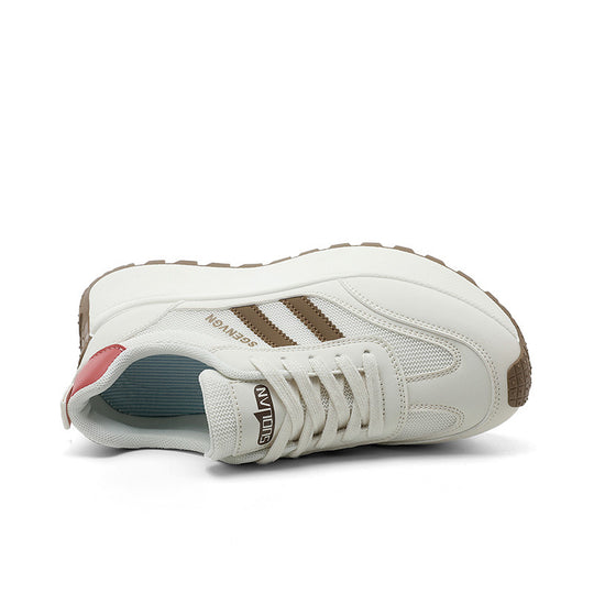 Damen modische Plateau-Sneaker mit atmungsaktivem Mesh und robuster Laufsohle EB